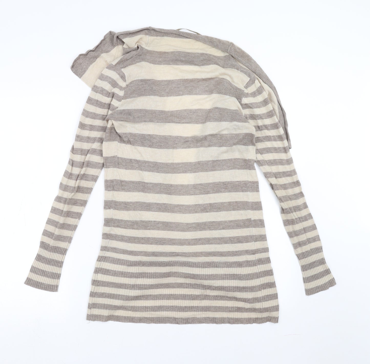 Primark Womens Beige Striped  Cardigan Jumper Size 8