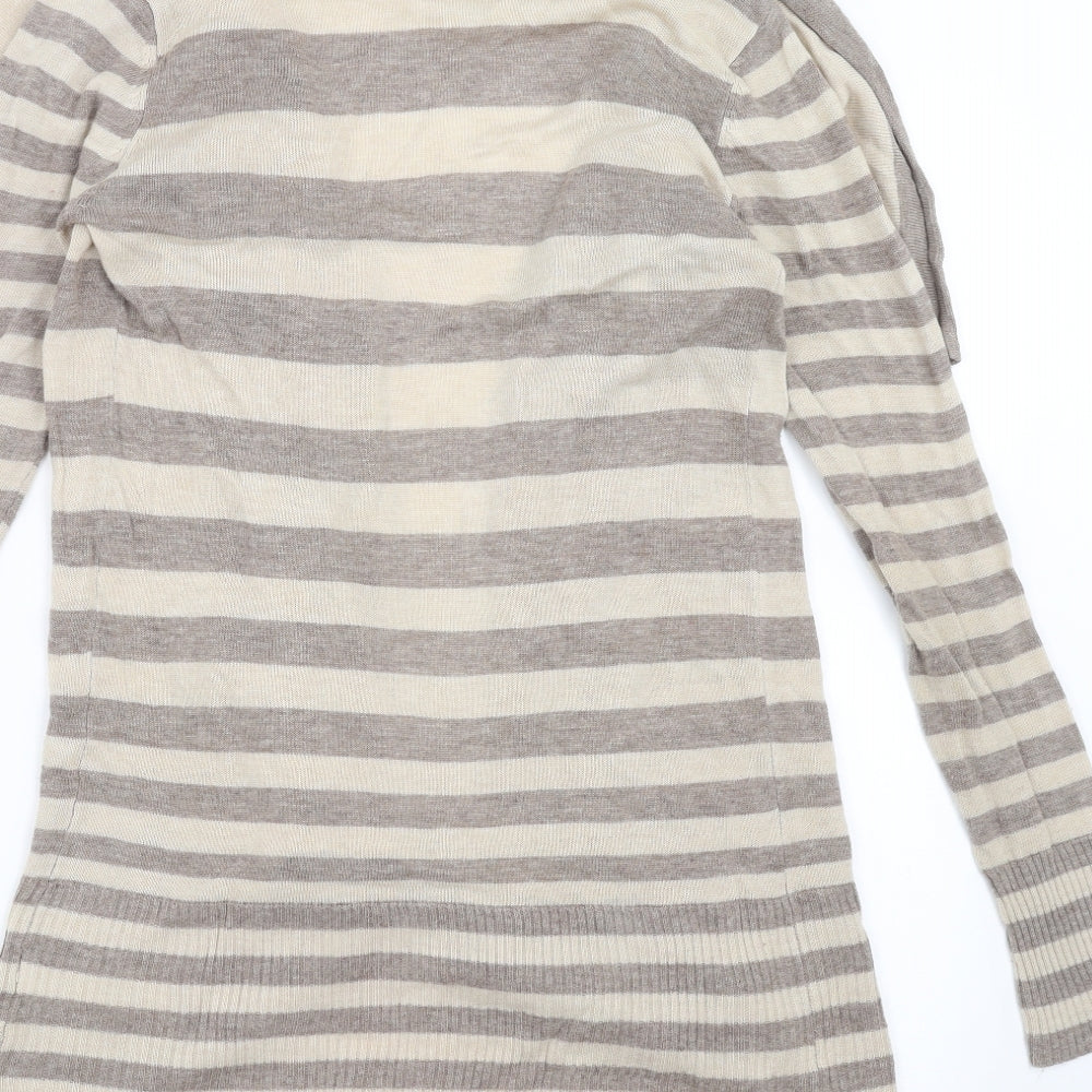Primark Womens Beige Striped  Cardigan Jumper Size 8