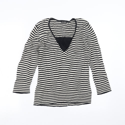 PLANET Womens Black Striped  Pullover Jumper Size XS