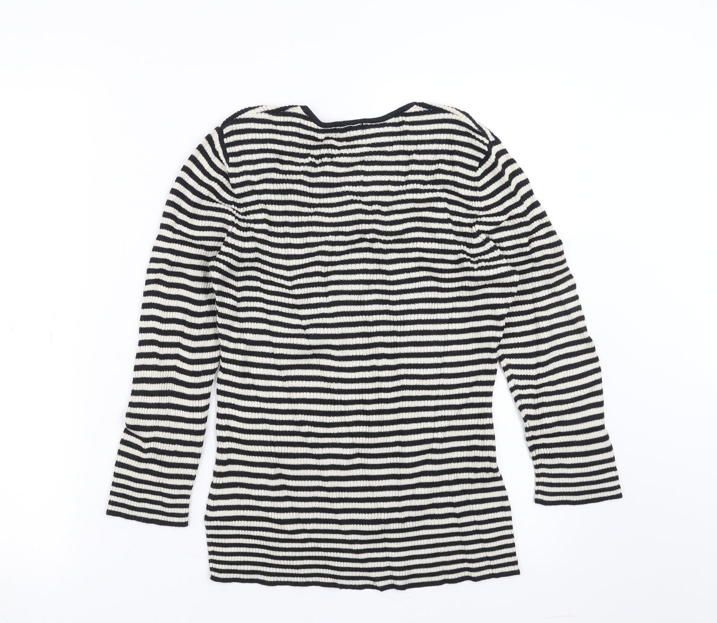 PLANET Womens Black Striped  Pullover Jumper Size XS
