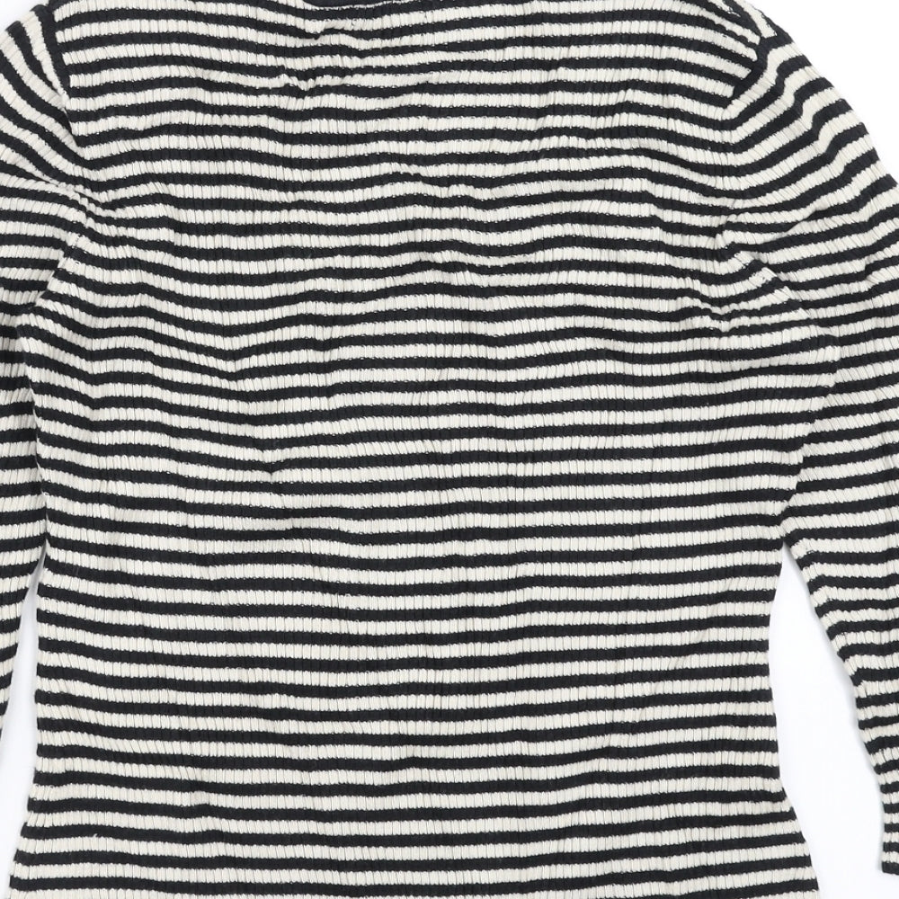 PLANET Womens Black Striped  Pullover Jumper Size XS