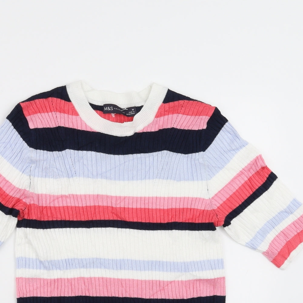 Marks and Spencer Womens Multicoloured Striped  Pullover Jumper Size 10