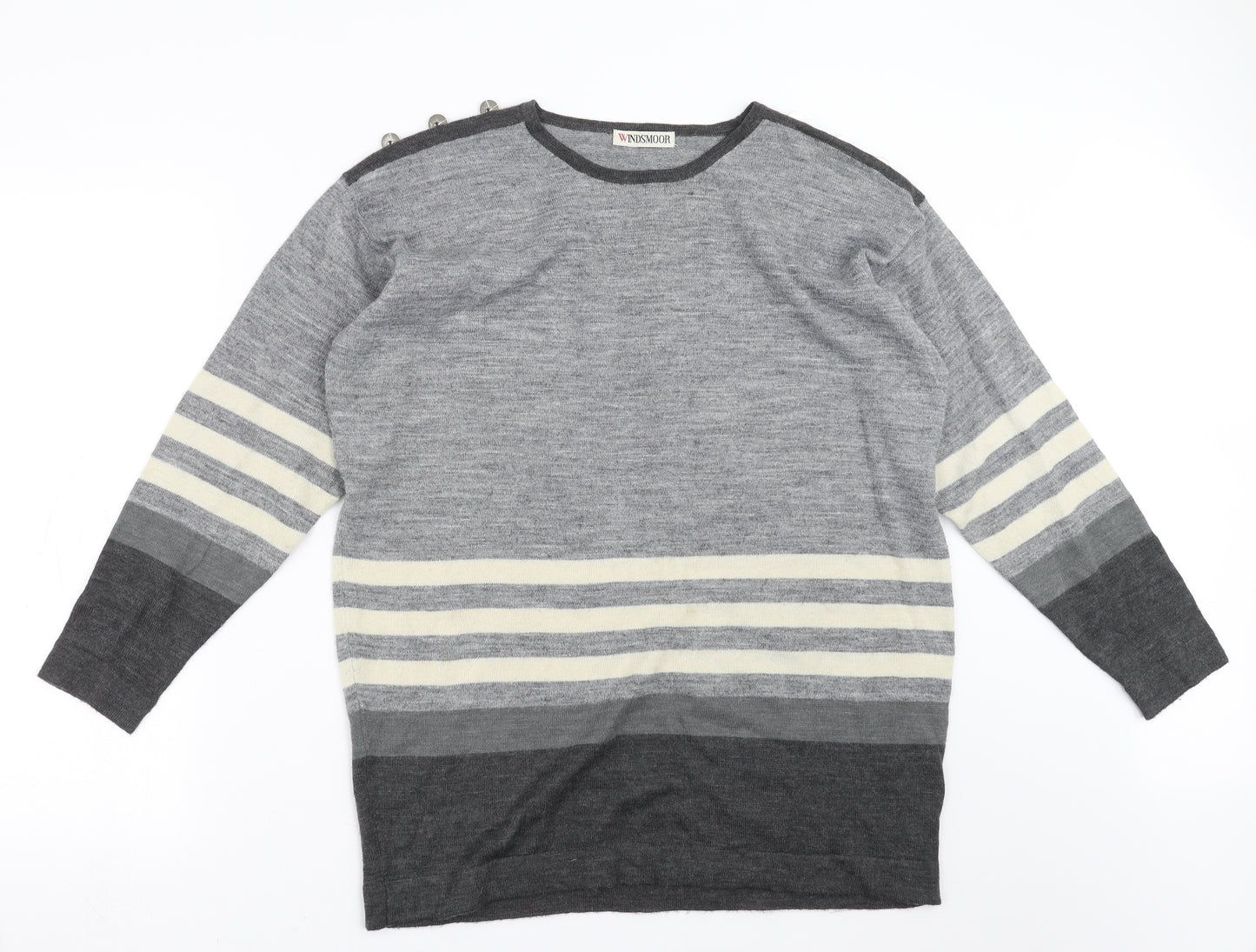 Windsmoor Womens Grey Striped  Pullover Jumper Size M