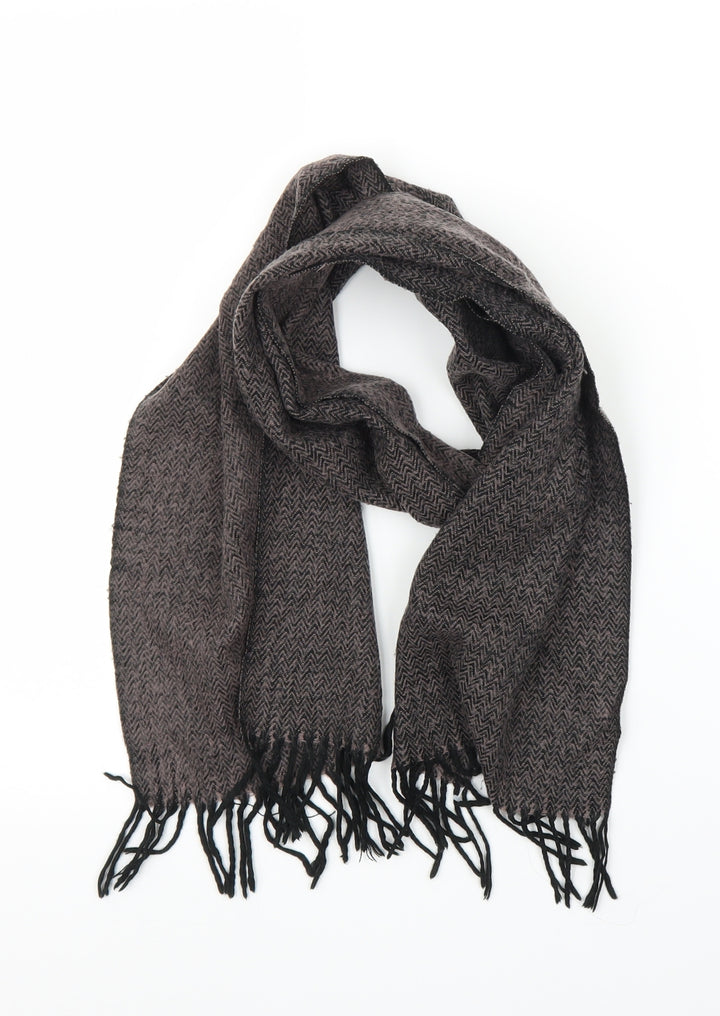 Preworn Unisex Brown Herringbone   Scarf