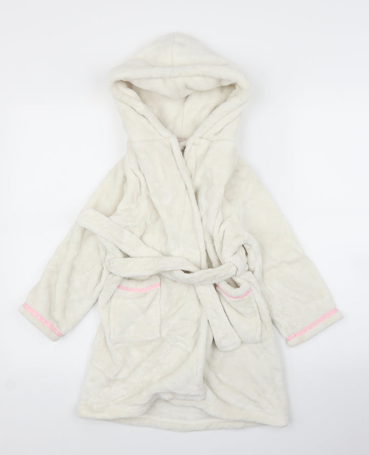 Debenhams Girls White Solid Capri Robe Size 5 Years
