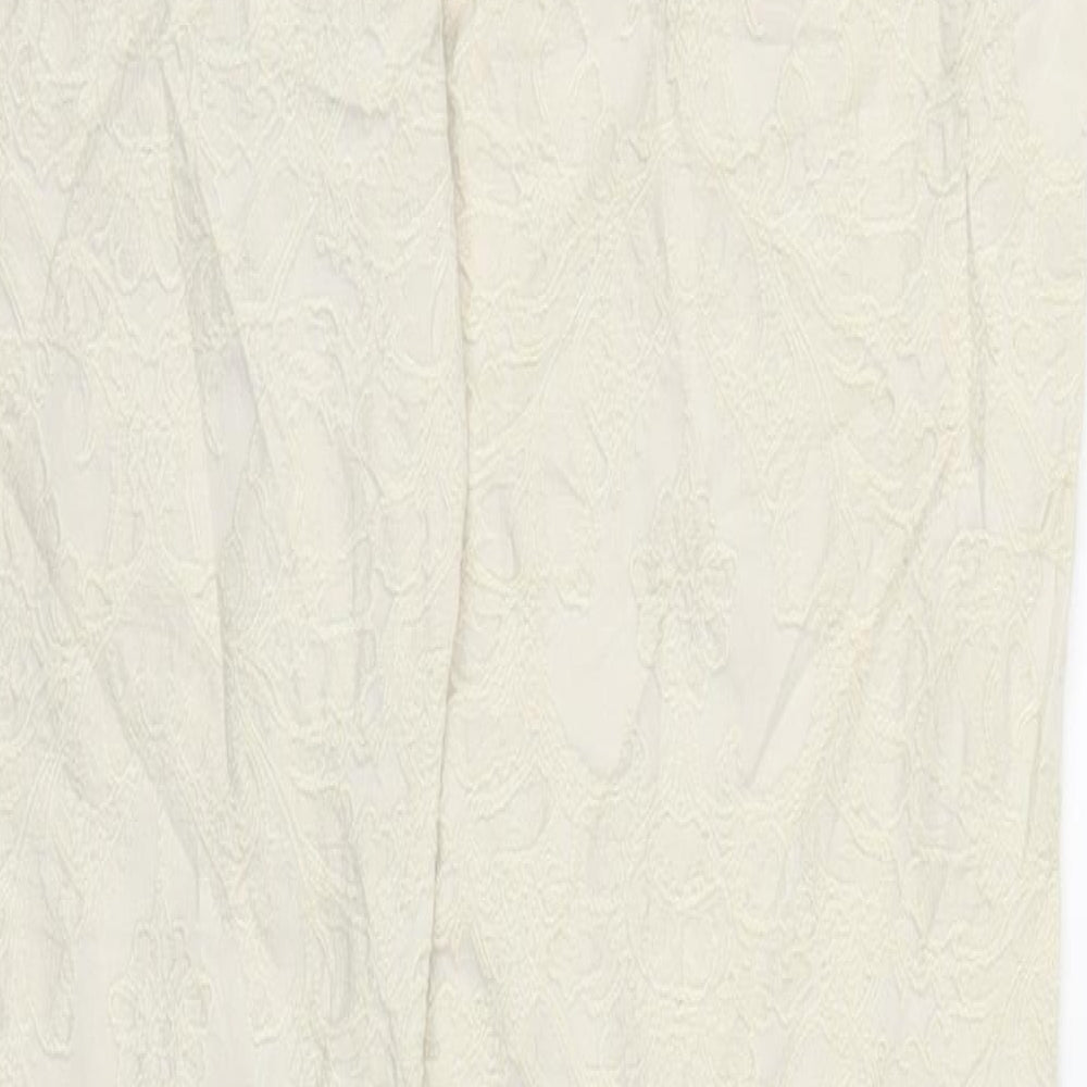 H&M Womens Ivory Floral  Carrot Trousers Size 6 L27 in