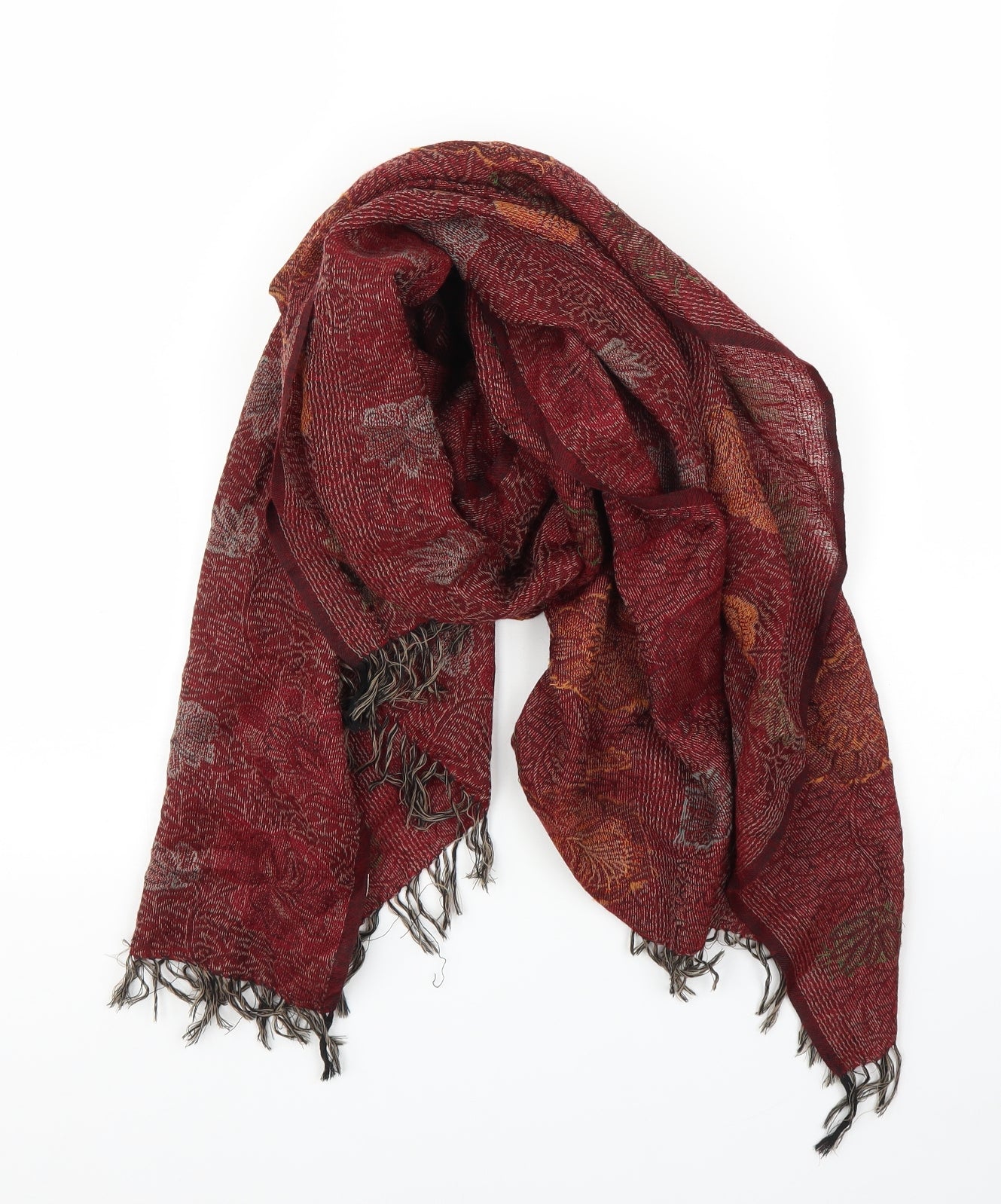 Preworn Unisex Red Floral   Shawl/Wrap