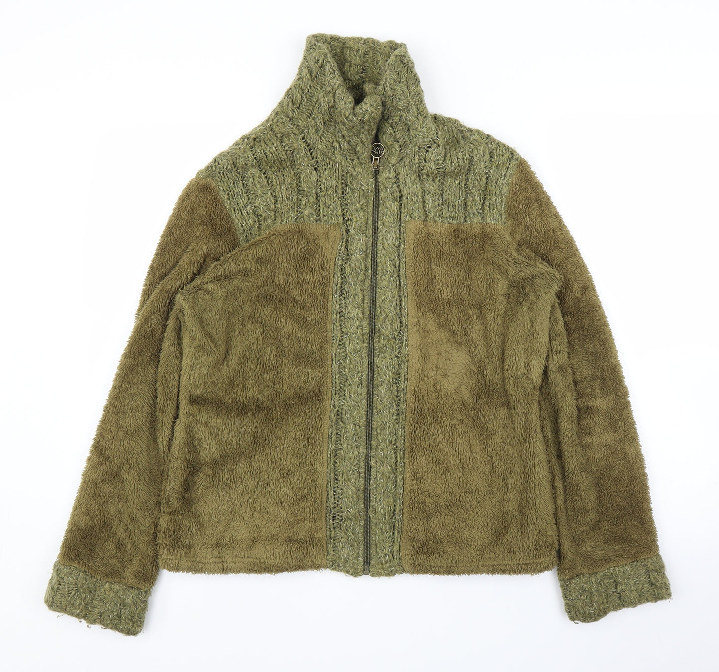 M&S Womens Green  Fleece Cardigan Jumper Size M