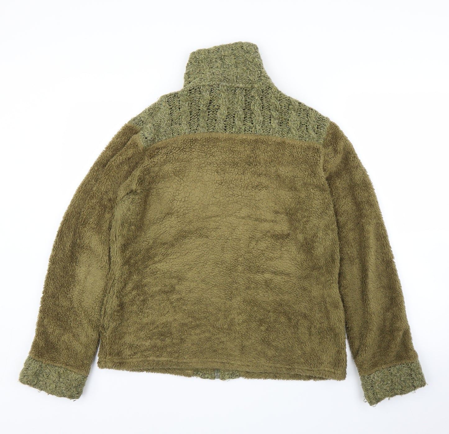 M&S Womens Green  Fleece Cardigan Jumper Size M