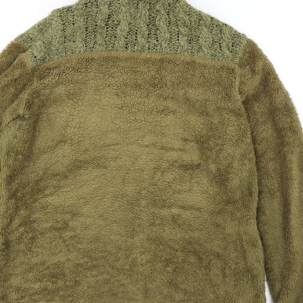M&S Womens Green  Fleece Cardigan Jumper Size M