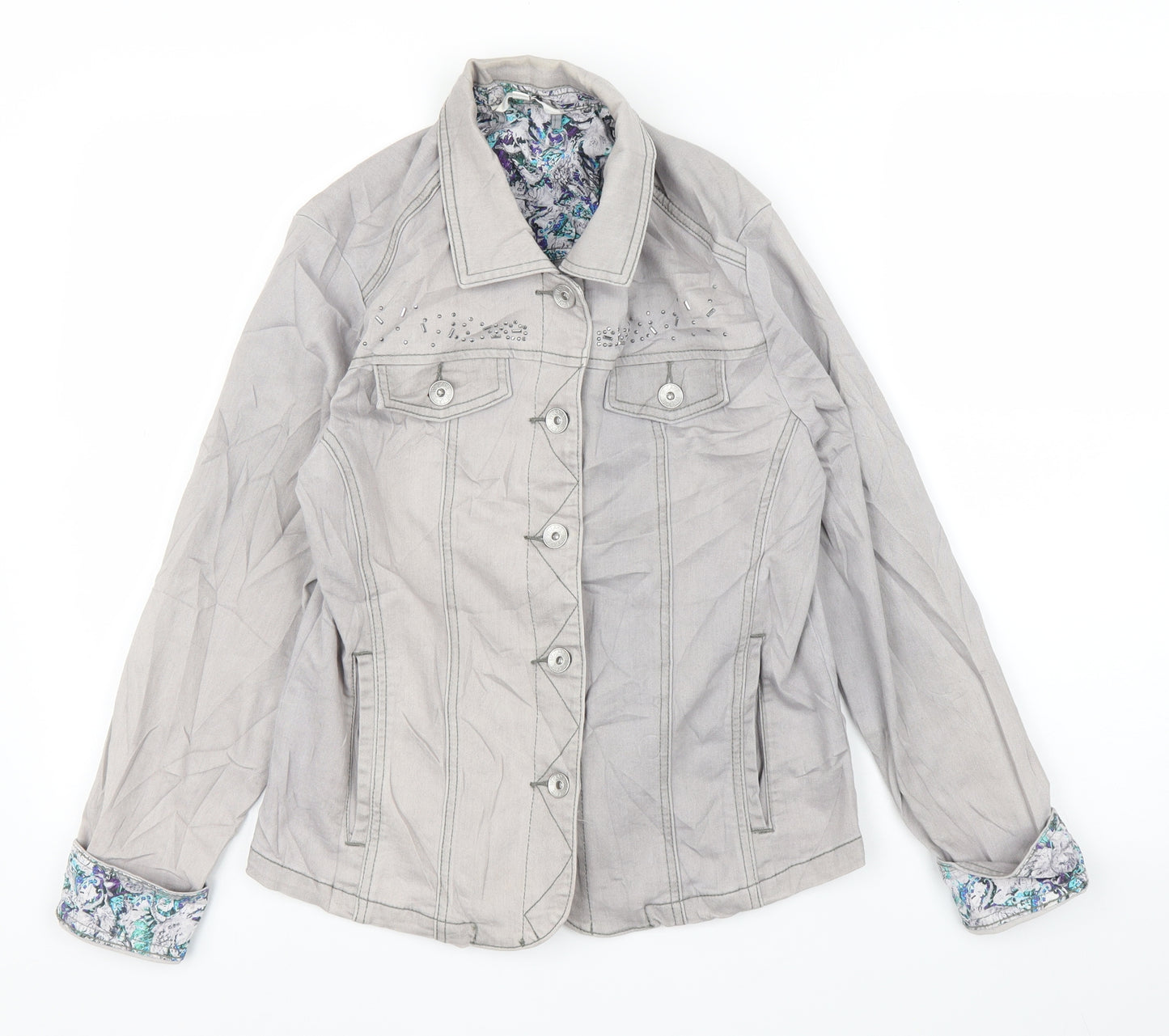 W. Lane Womens Grey  Denim Cardigan Jumper Size 8  - Jacket