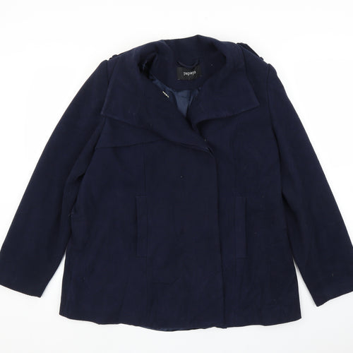 Papaya Womens Blue  Corduroy Overcoat Coat Size 16