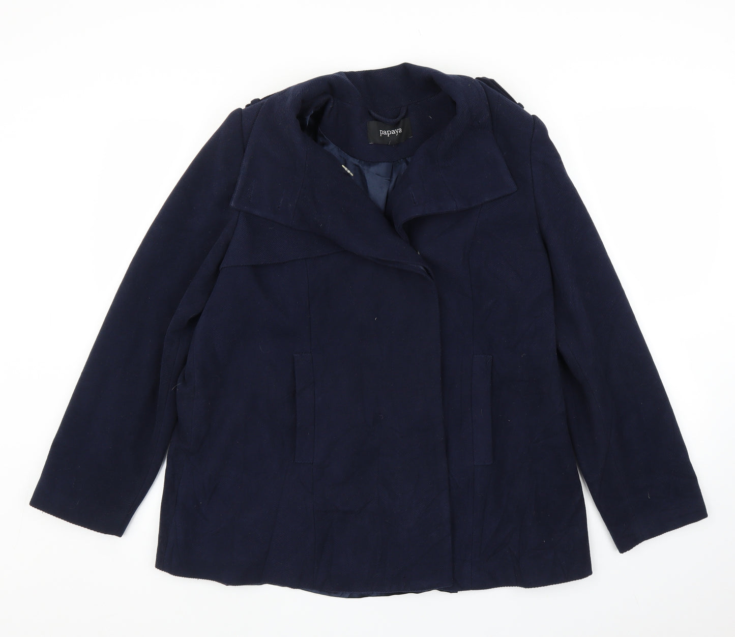 Papaya Womens Blue  Corduroy Overcoat Coat Size 16