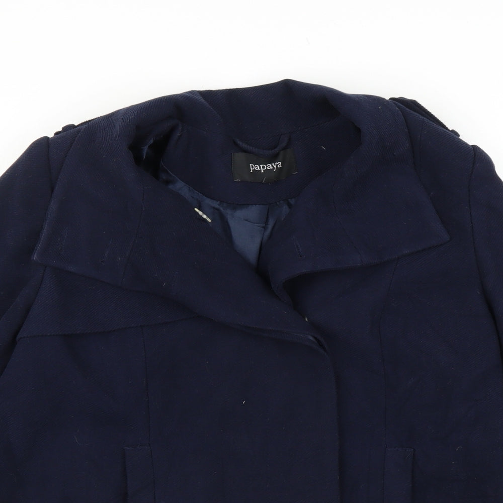 Papaya Womens Blue  Corduroy Overcoat Coat Size 16
