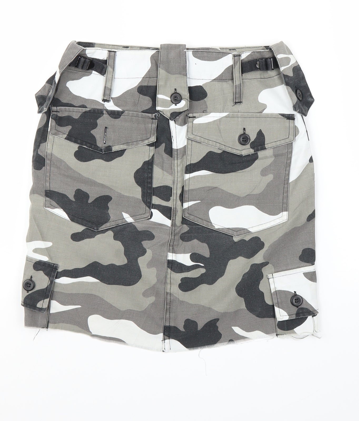 Preworn Womens Green Camouflage Denim A-Line Skirt Size S