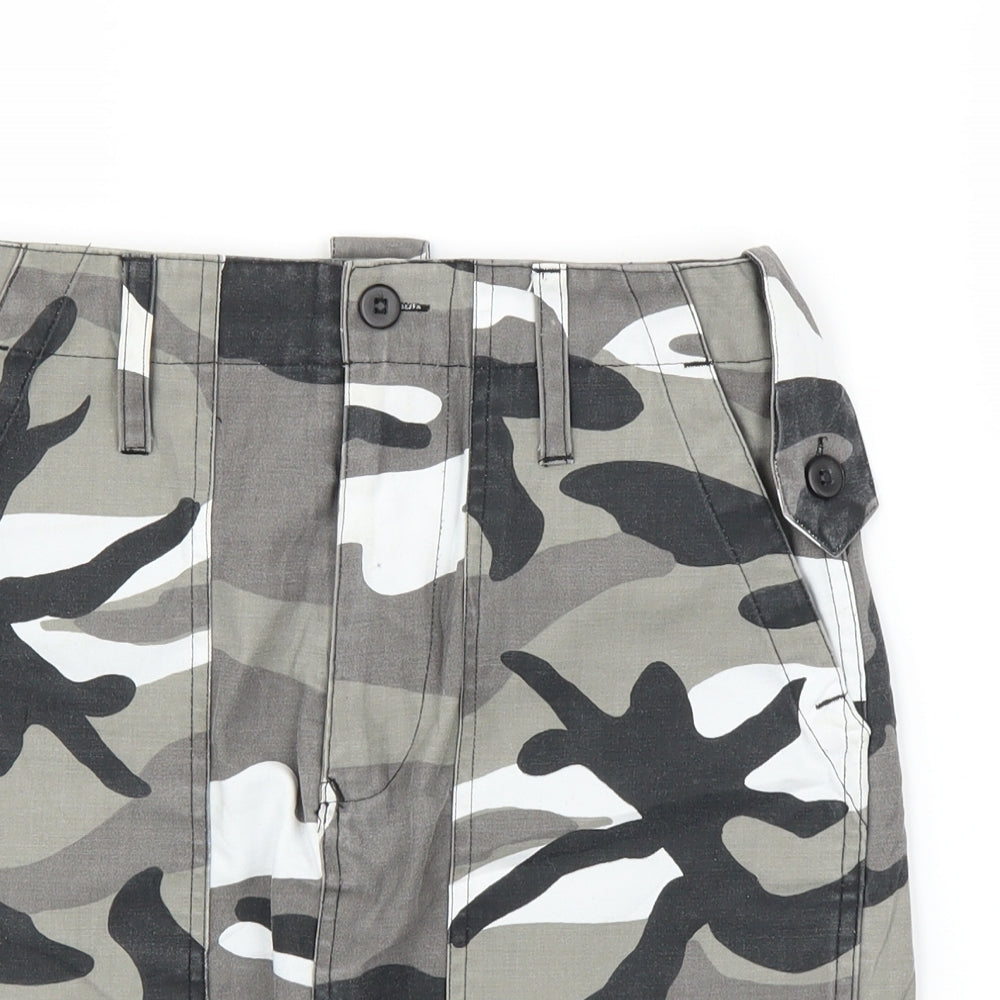Preworn Womens Green Camouflage Denim A-Line Skirt Size S
