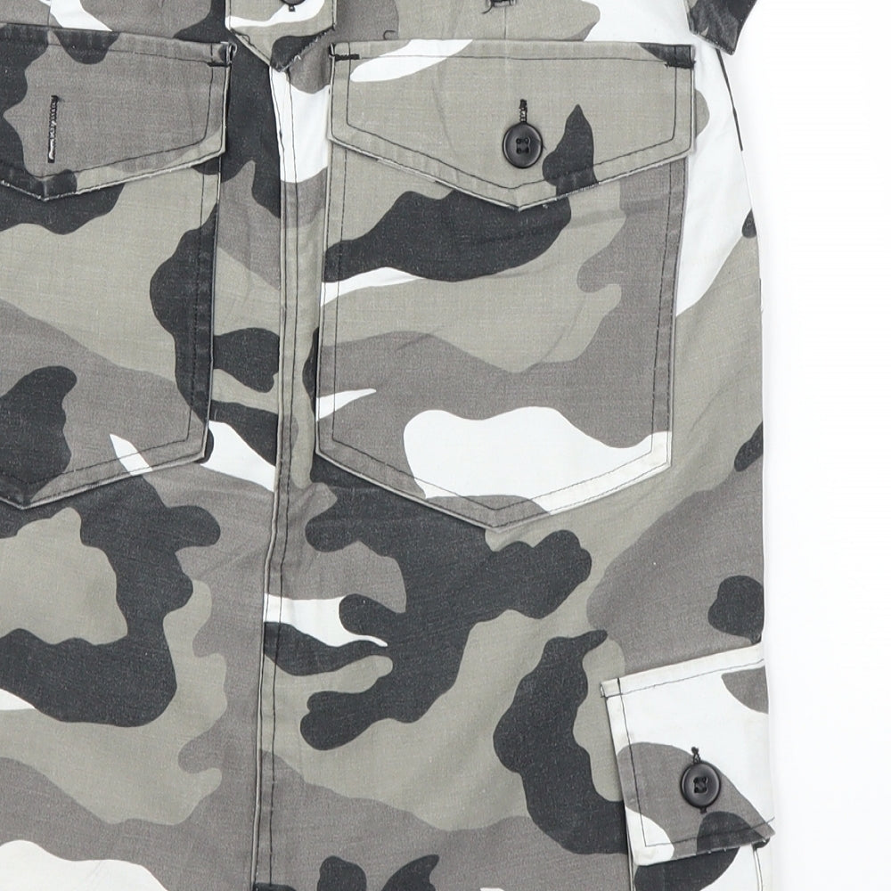 Preworn Womens Green Camouflage Denim A-Line Skirt Size S