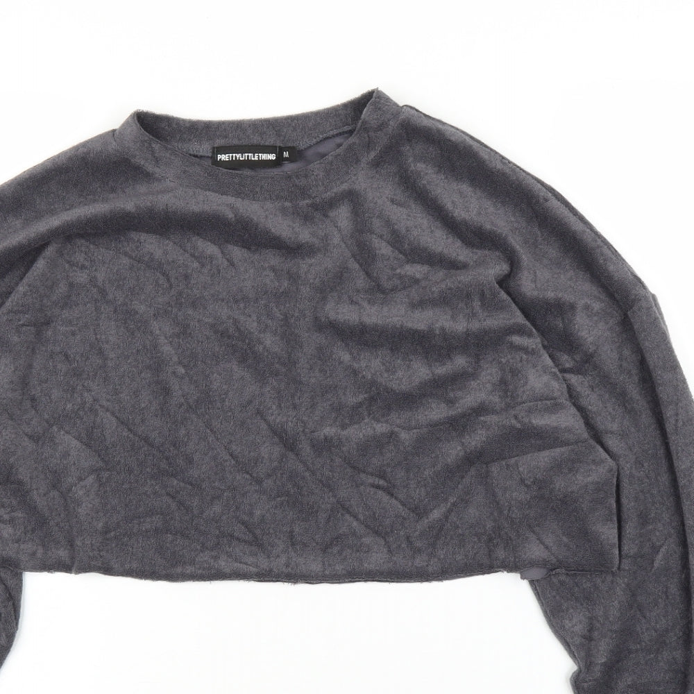 PRETTYLITTLETHING Womens Grey   Pullover Jumper Size M  - Cropped