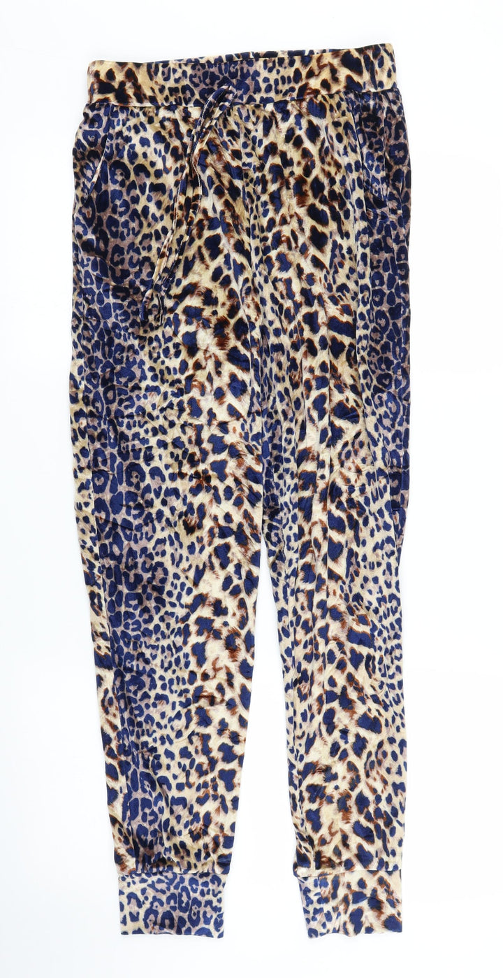 QED London Womens Beige Animal Print Sweatpants Trousers Size M L28 in