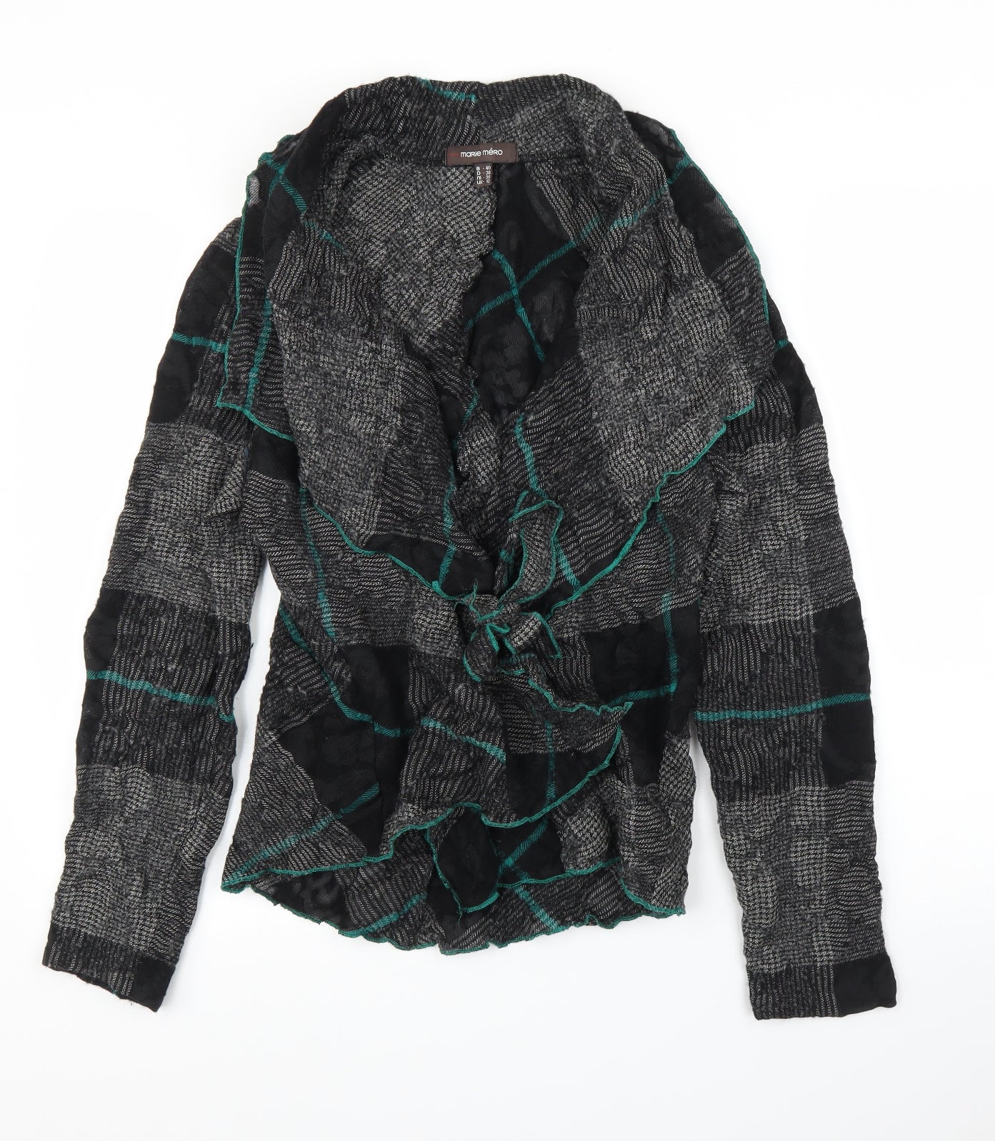 Marie Mero Womens Grey Plaid  Cardigan Jumper Size 12