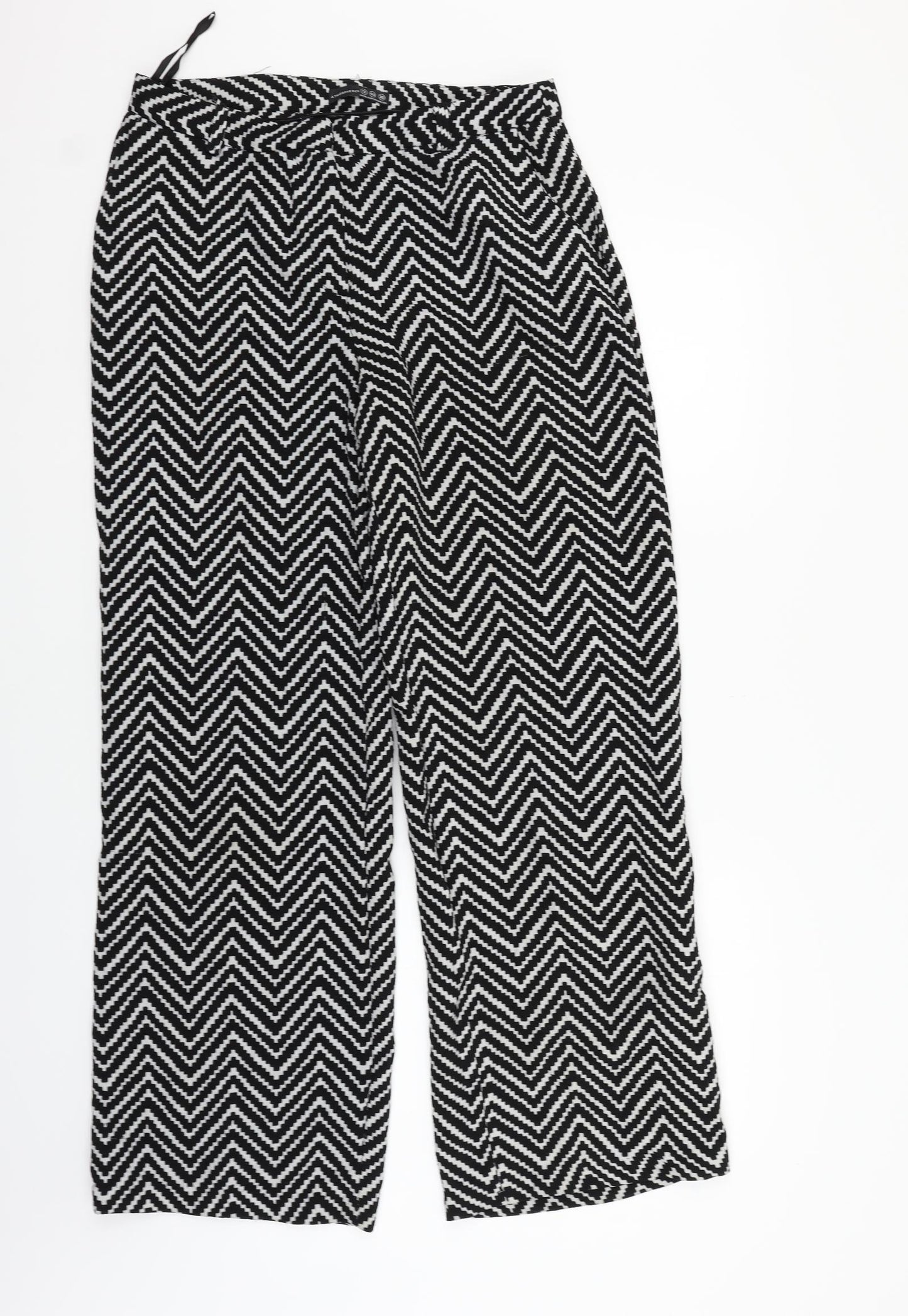 atmoshere Womens Black Geometric  Trousers  Size 12 L28 in