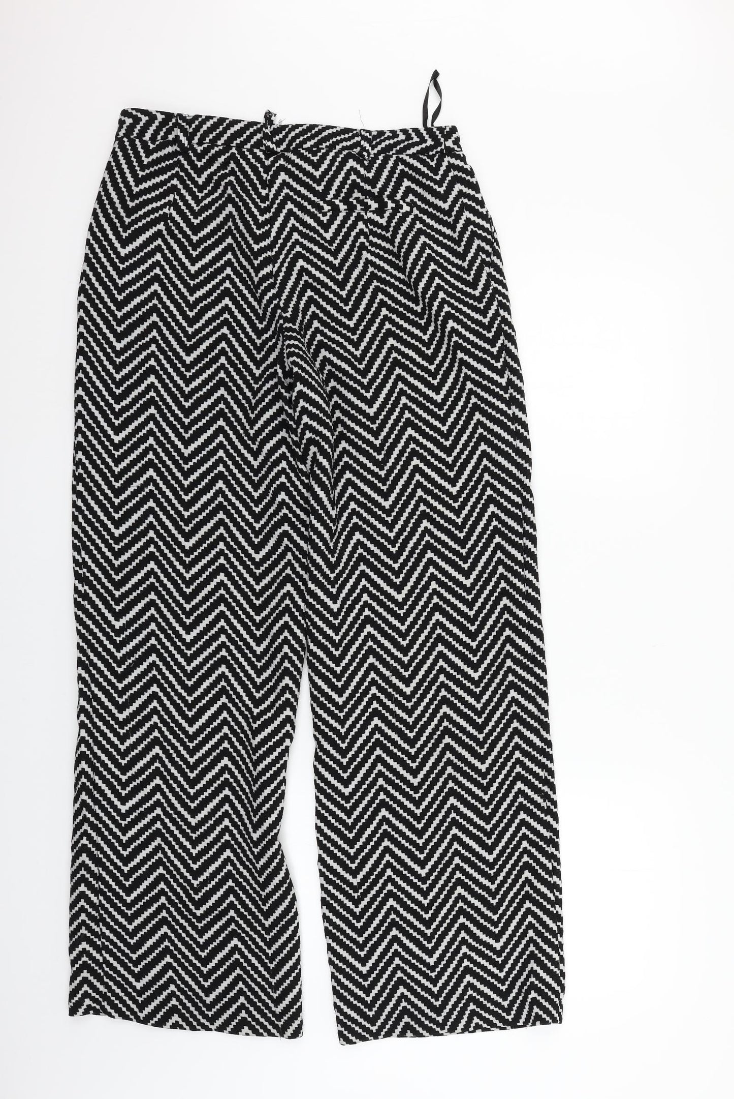 atmoshere Womens Black Geometric  Trousers  Size 12 L28 in
