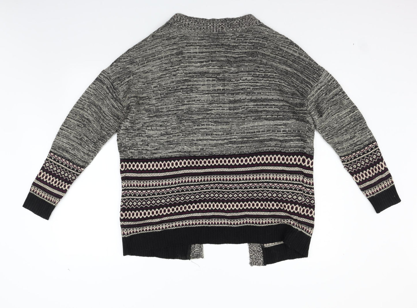 Miss Selfridge Womens Grey Geometric  Cardigan Jumper Size 10