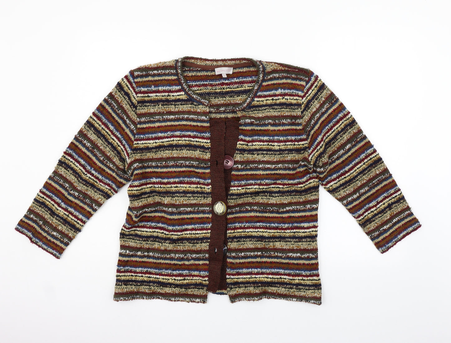 Per Una Womens Brown Striped  Cardigan Jumper Size L