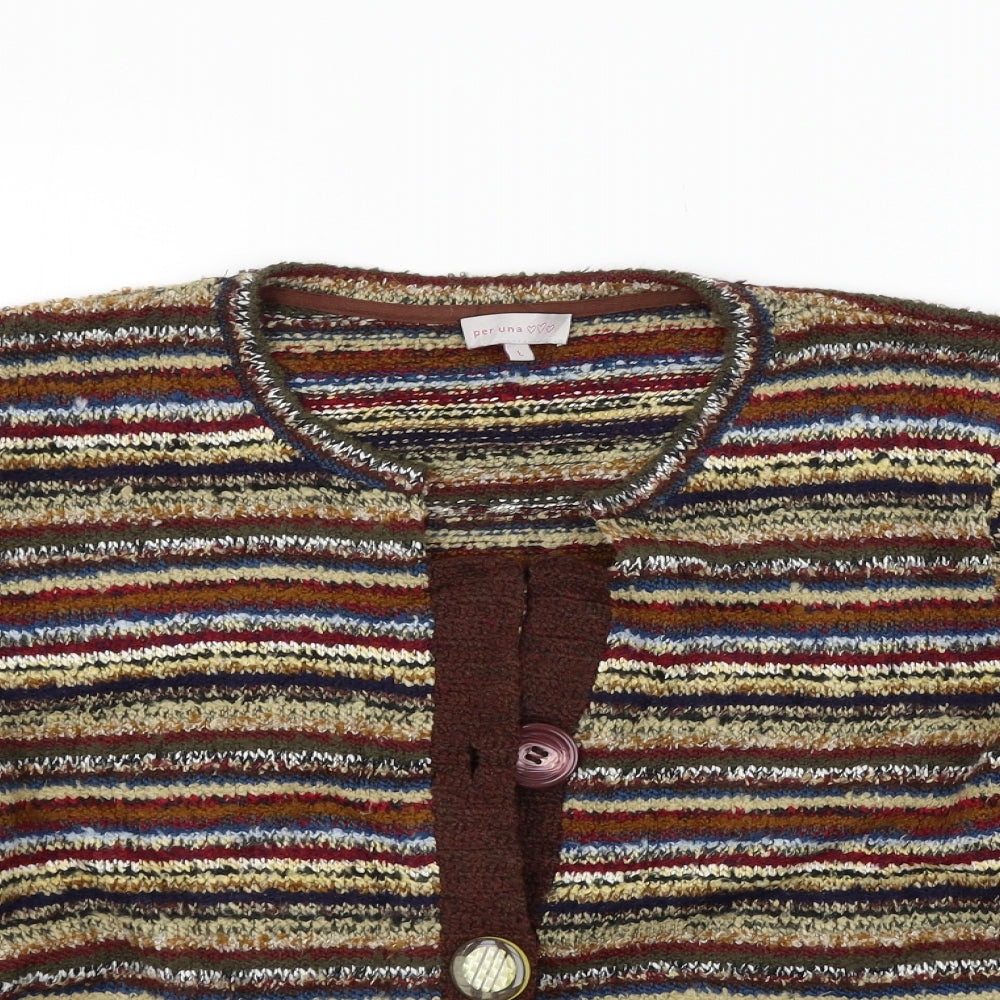 Per Una Womens Brown Striped  Cardigan Jumper Size L