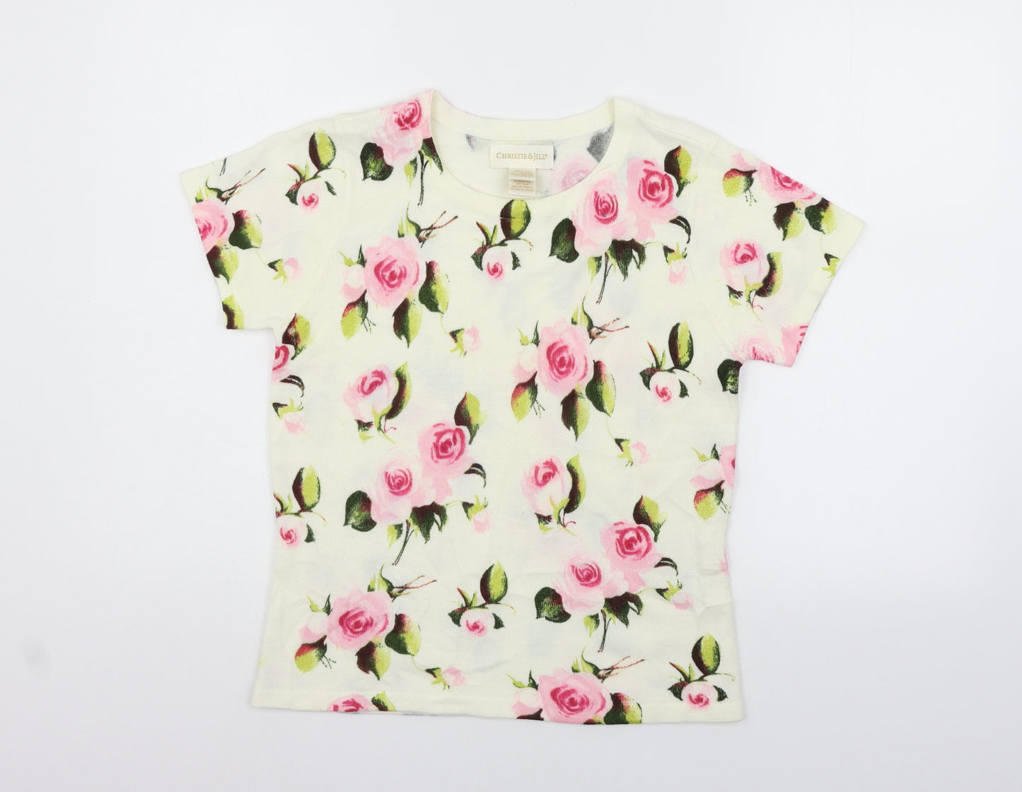 Christie & Jill Womens Beige Floral  Henley Jumper Size M