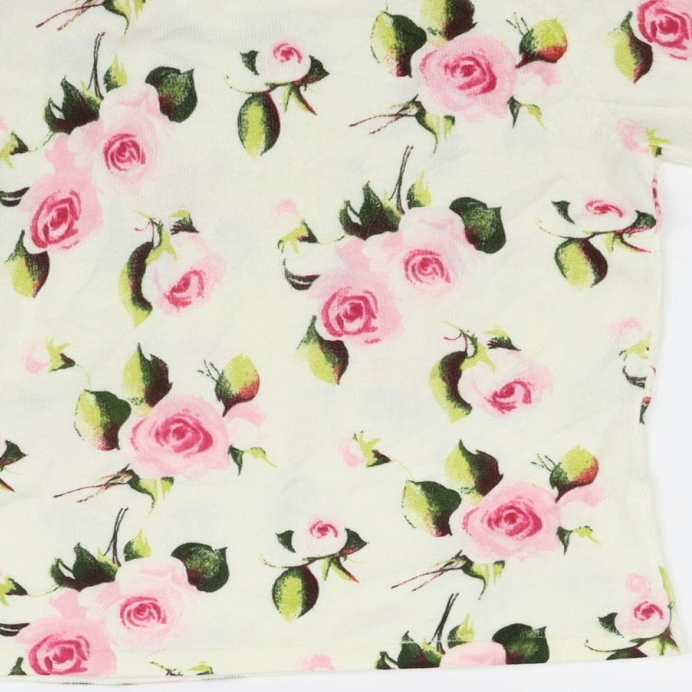 Christie & Jill Womens Beige Floral  Henley Jumper Size M