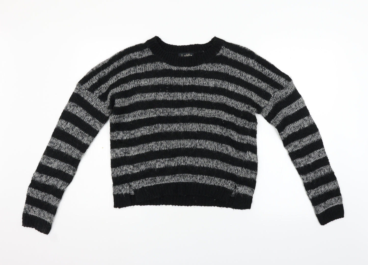 New Look Womens Black Striped  Pullover Jumper Size 8