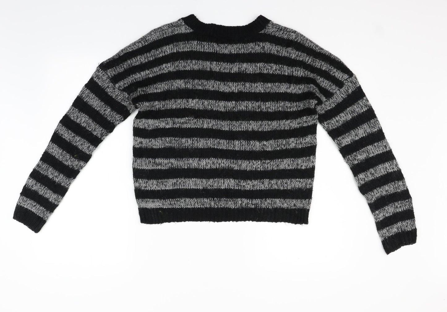 New Look Womens Black Striped  Pullover Jumper Size 8