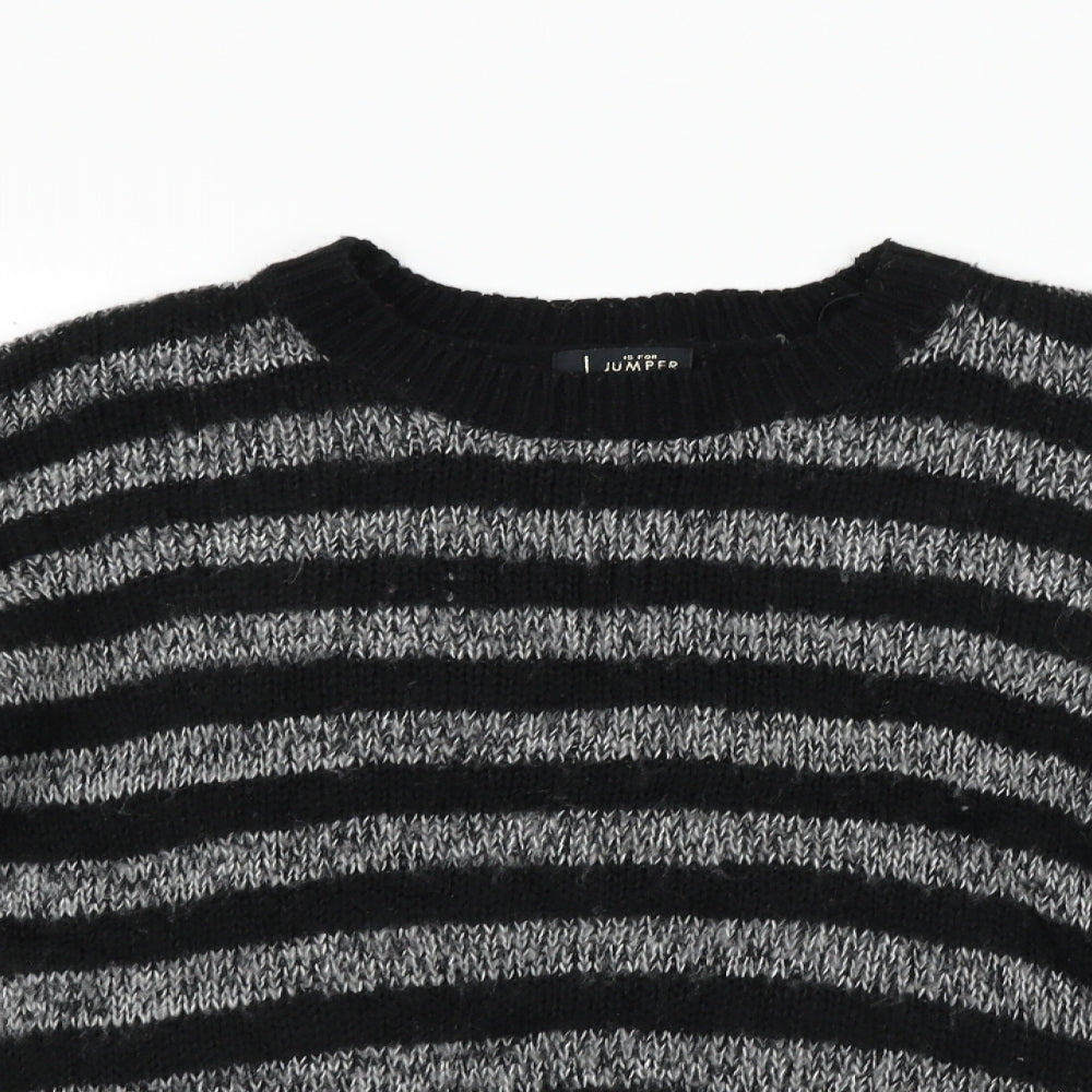New Look Womens Black Striped  Pullover Jumper Size 8