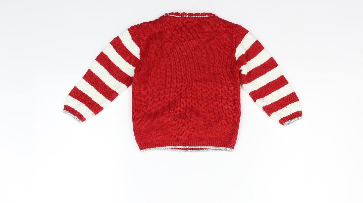 NEXT Boys Red   Pullover Jumper Size 12-18 Months  - christmas