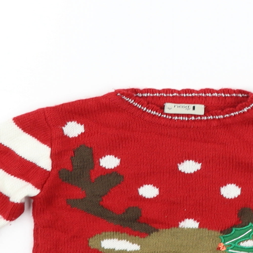 NEXT Boys Red   Pullover Jumper Size 12-18 Months  - christmas