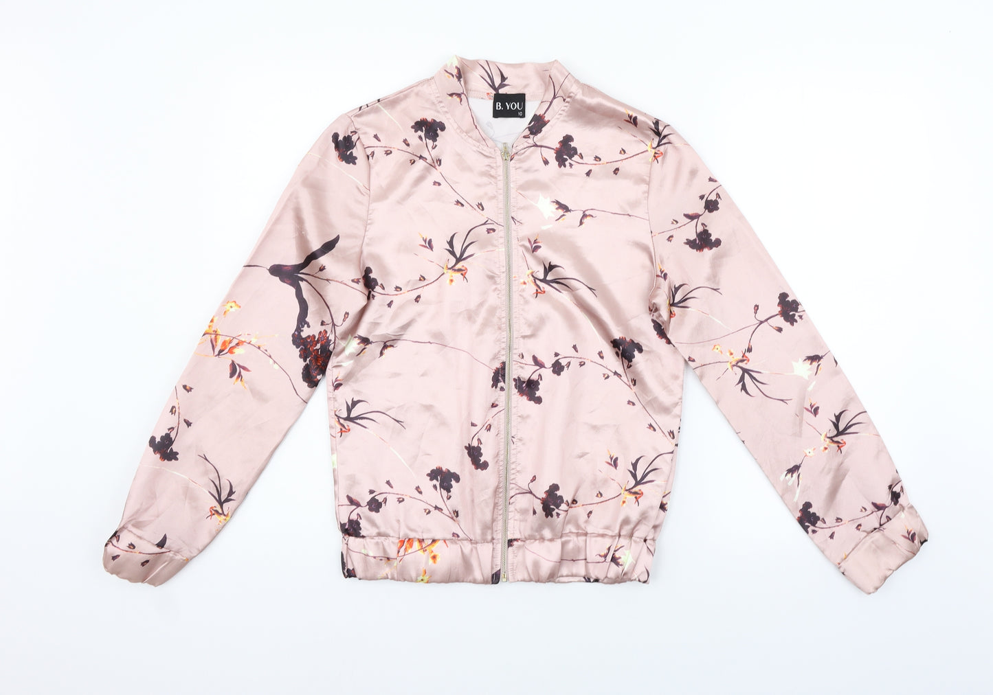 b. you Womens Pink Floral  Jacket  Size 10