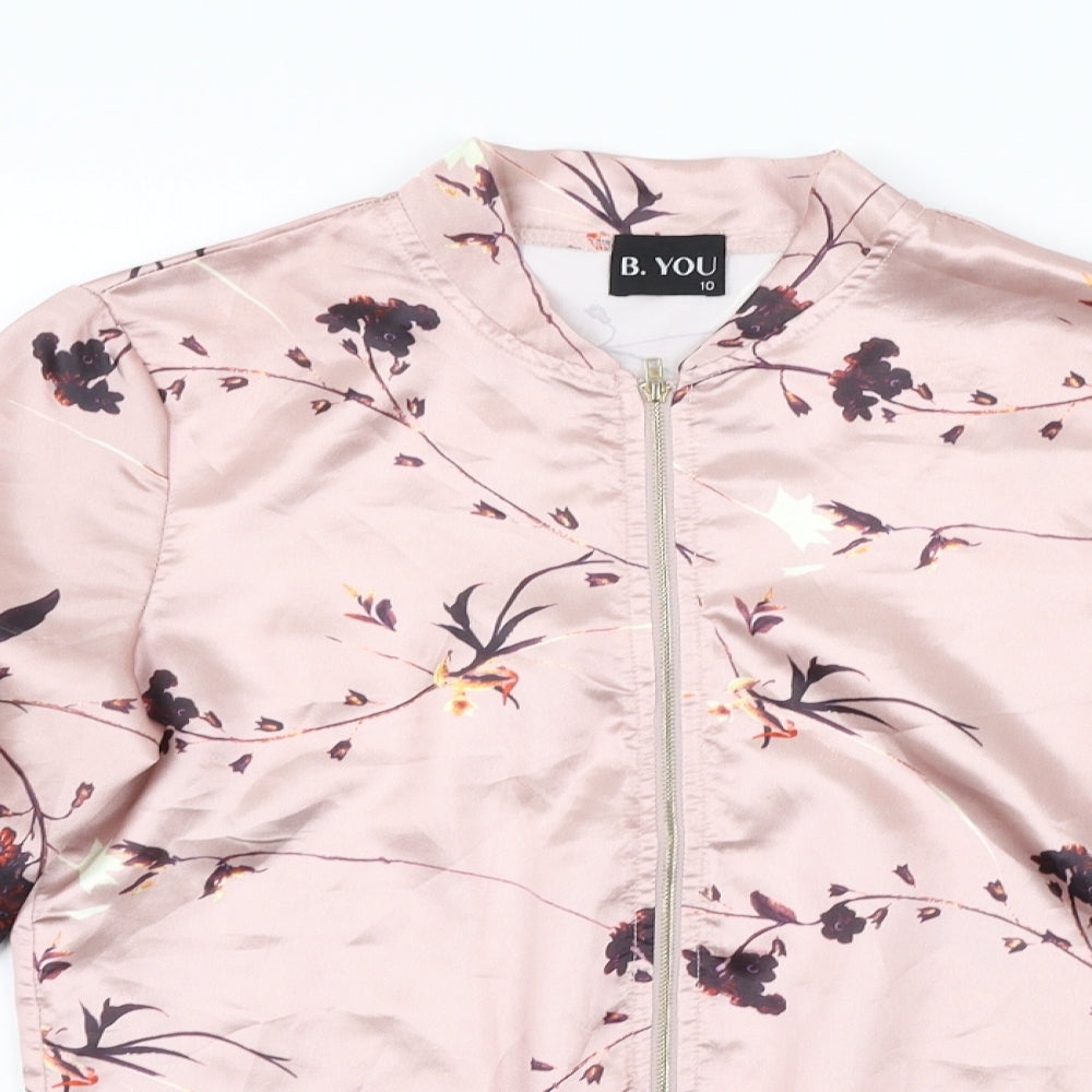 b. you Womens Pink Floral  Jacket  Size 10