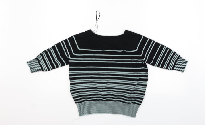 Monsoon Womens Black Striped Pullover Jumper Size M