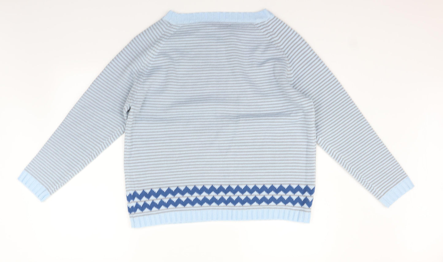 SHEILAY Womens Blue Geometric  Pullover Jumper Size S