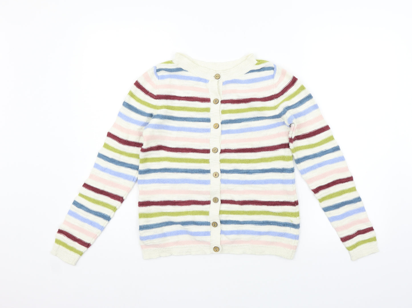 White Stuff Womens White Striped  Cardigan Jumper Size M