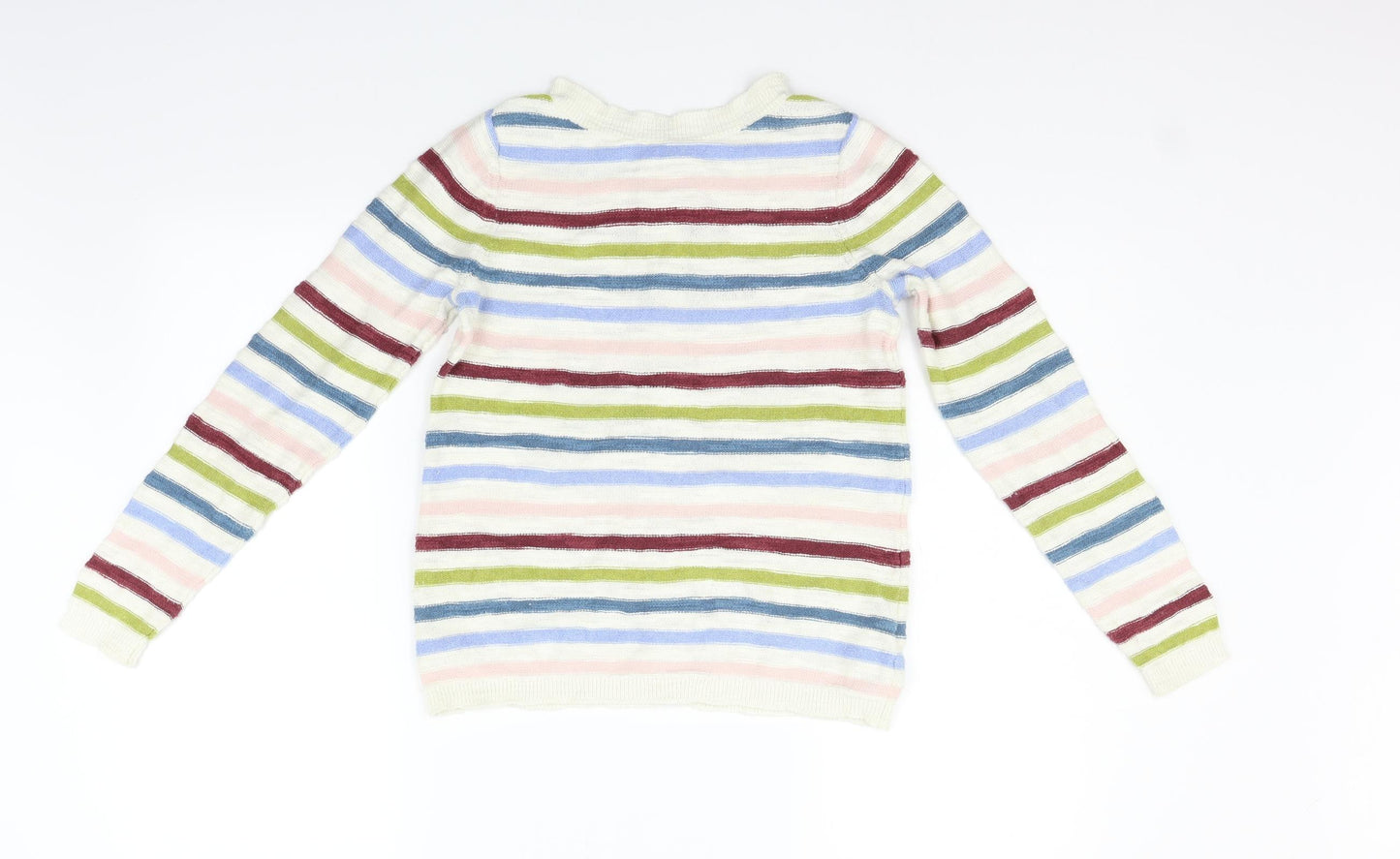 White Stuff Womens White Striped  Cardigan Jumper Size M