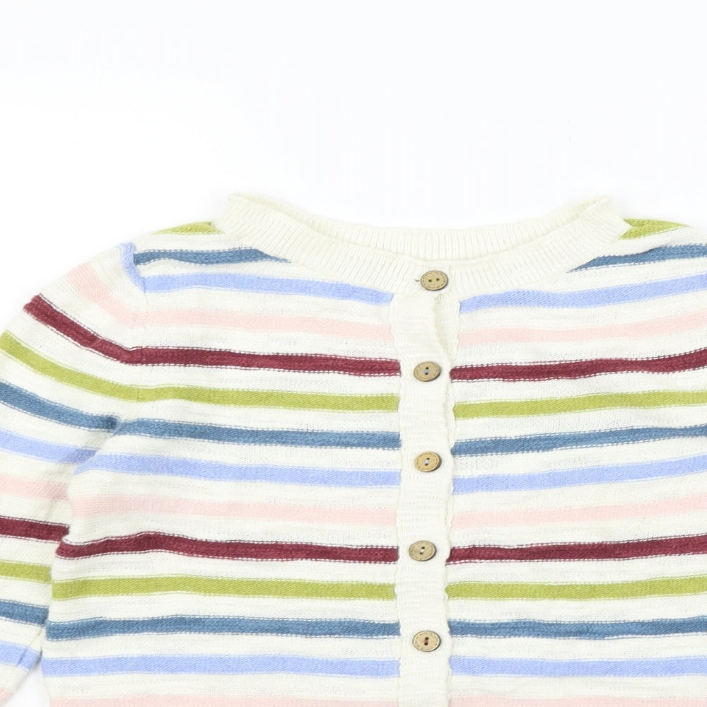 White Stuff Womens White Striped  Cardigan Jumper Size M