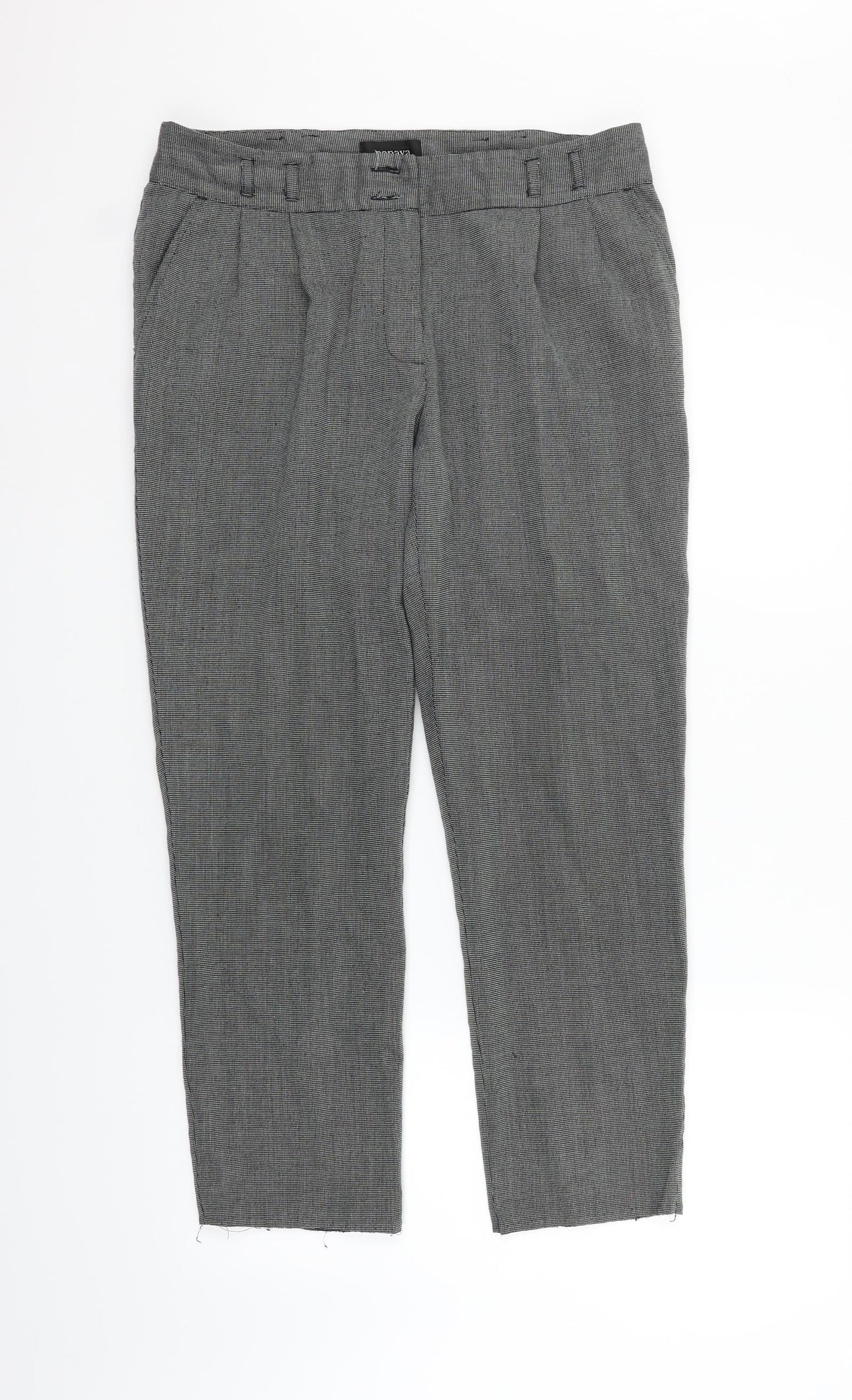 Papaya Womens Grey Check  Trousers  Size 14 L25 in