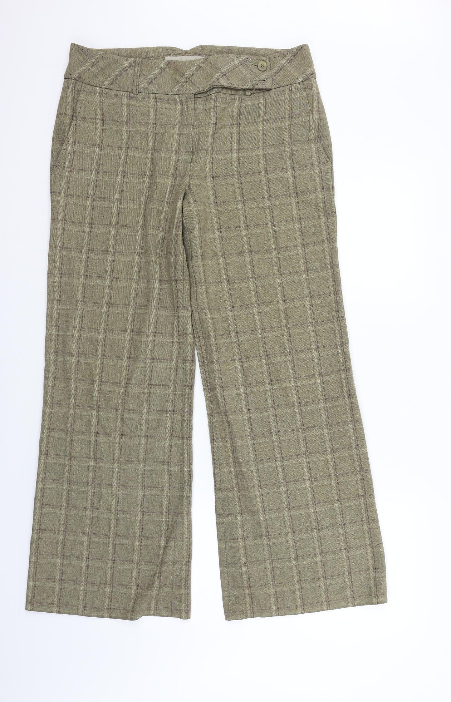 NEXT Womens Gold Check  Trousers  Size 12 L28 in