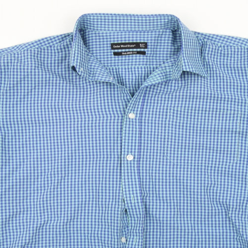 Cedar Wood State Mens Blue Check   Button-Up Size 16.5