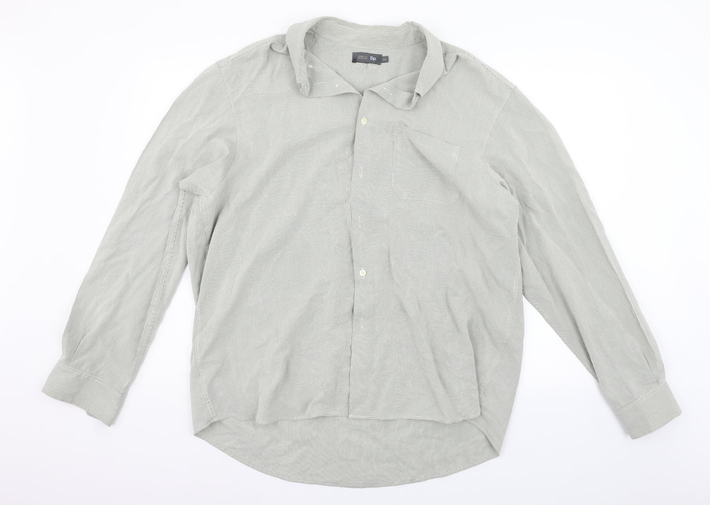 Marks and Spencer Mens Grey Check   Button-Up Size 2XL