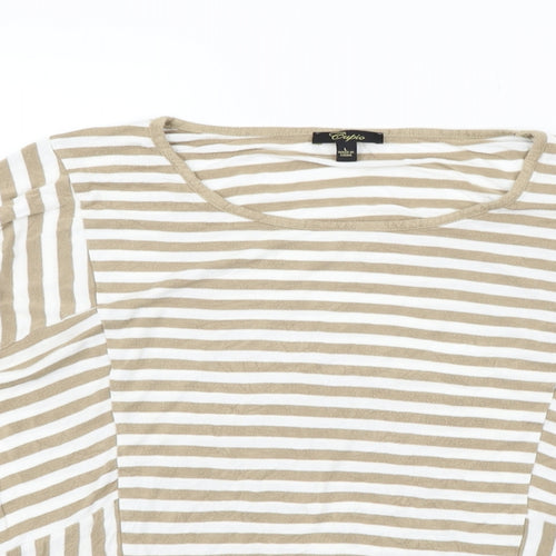 eypio Womens Beige Striped  Basic Polo Size L