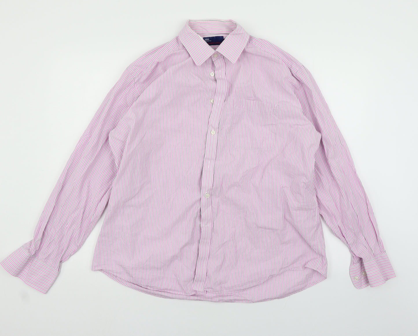 Marks and Spencer Mens Pink Striped   Button-Up Size 17