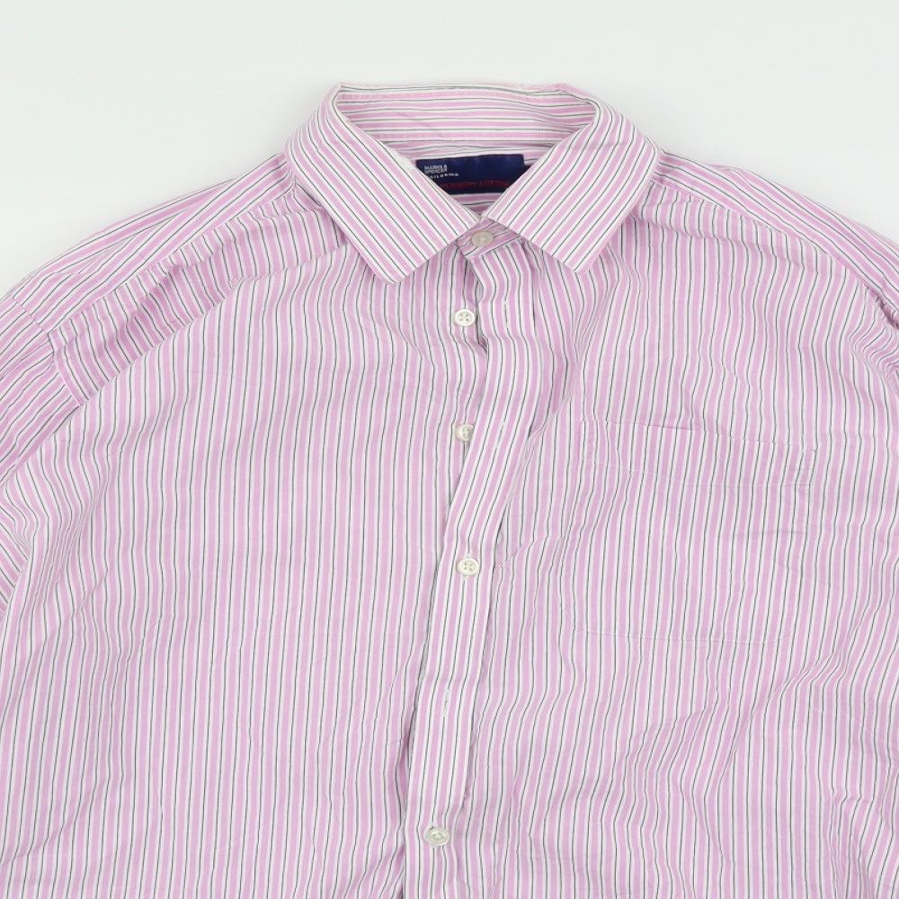 Marks and Spencer Mens Pink Striped   Button-Up Size 17